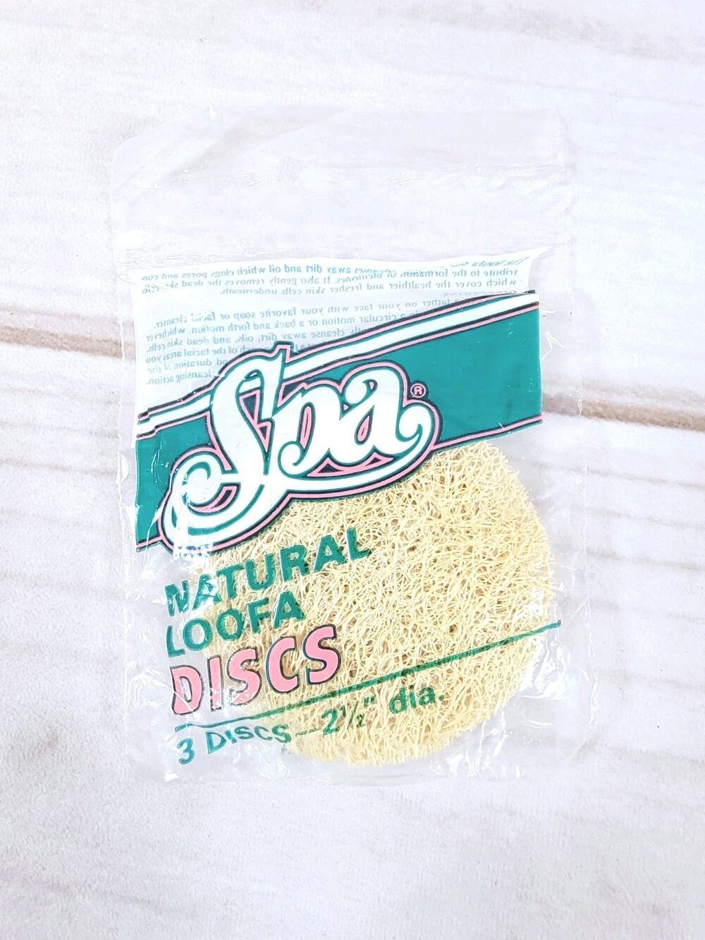 Vintage Spa 3 Pk of 3: Natural Exfoliating Loofah Sponge Pads 2.5" NEW SEALED